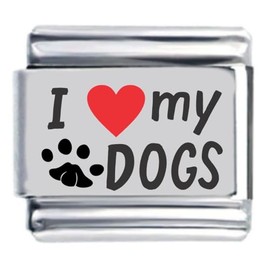 I Heart My Dogs Red Heart Laser Italian Charm