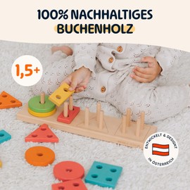 Merle Toys® First Geometric Peg Game for Ages 18 Months, 2 Years - Wooden Shape Sorting Game, Montessori Toy, Children's Toy, Wooden Toy, Motor Skills Toy, Educational Toy