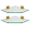 JQK Corner Glass Shelf, Brushed Gold Bathroom 304 Stainless Steel