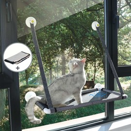 WOCOPIA XL 26"x14" Cat Window Hammock with Removable Warm Blanket & Strong Opaque Suction Cups, Space Saving Window Mounted Cat Perch Cat Bed Cat Seat Cat Shelves for Large/Medium/Small Indoor Cats