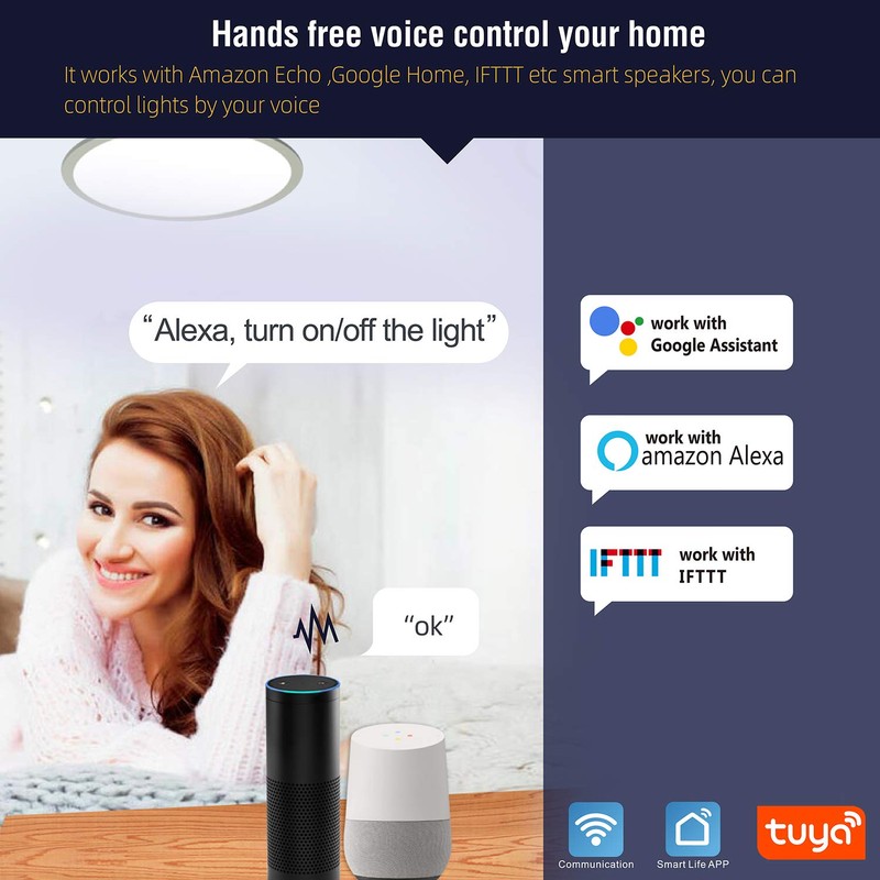 Wireless Light Switch and Receiver Kit Alexa,Greencycle Wireless Switch for