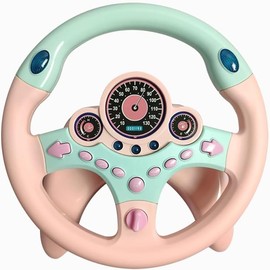 yomaxer Children's Car Handle Toy, Simulation, Driving Steering Wheel, Engine Toy, Volume Adjustable, Educational Toy, Realistic Sound, Passenger Seat, Boys, Girls, Present, Japanese Instruction