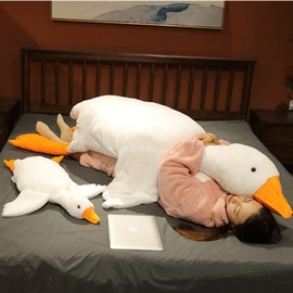 OUKEYI White Goose Stuffed Animal Pillow Toy, Cute Goose Plush Soft Swan Hugging Pillow, Gift for Kids and Friends (51inch/130cm)