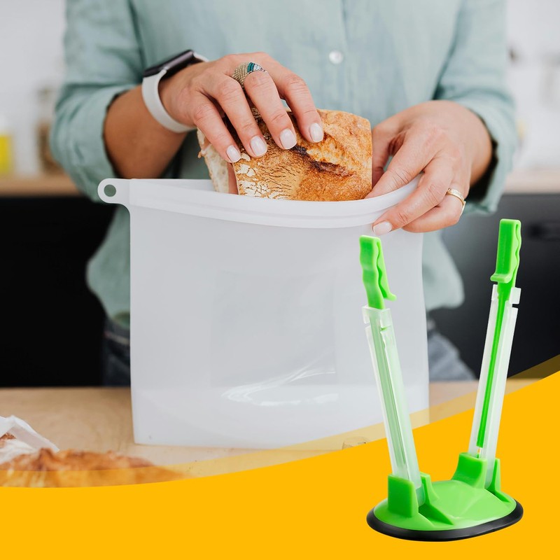 Bojueshaw 2pcs Sandwich Bag Stand Holders,Adjustable Baggy Rack,Plastic Freezer Bag