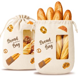 Stnopw Reusable Beeswax Bread Bag with Clear Window, Large Stand-Up Bread Storage Bag for Homemade Sourdough, Cotton Bread Keeper for Artisan Loaves, Reusable Kitchen Storage Bag