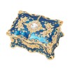 Royalblue Rhinestone Jewelry Box Ring Retro Flower Engraved Earrings Necklace