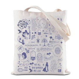 ZJXHPO Fantasy Ring Movie Tote Bag Dwarf & Elves Reusable Grocery Shopping Bag LOTR Shoulder Bag (C-Ring Tote)