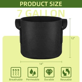 ReFeltidolom 48 Pack 7 Gallon Vegetable/Flower/Plant Grow Bags, Heavy Duty Thickened Nonwoven Plant Fabric Pots Aeration Fabric Planters with Handles
