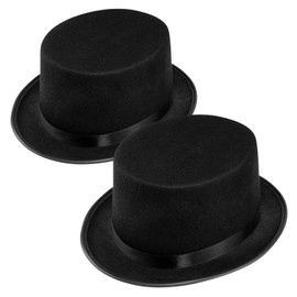 WELLGRO 2 x Top Hat Black with Satin Ribbon for Adults 31 x 26 x 14 cm (L x W x H)