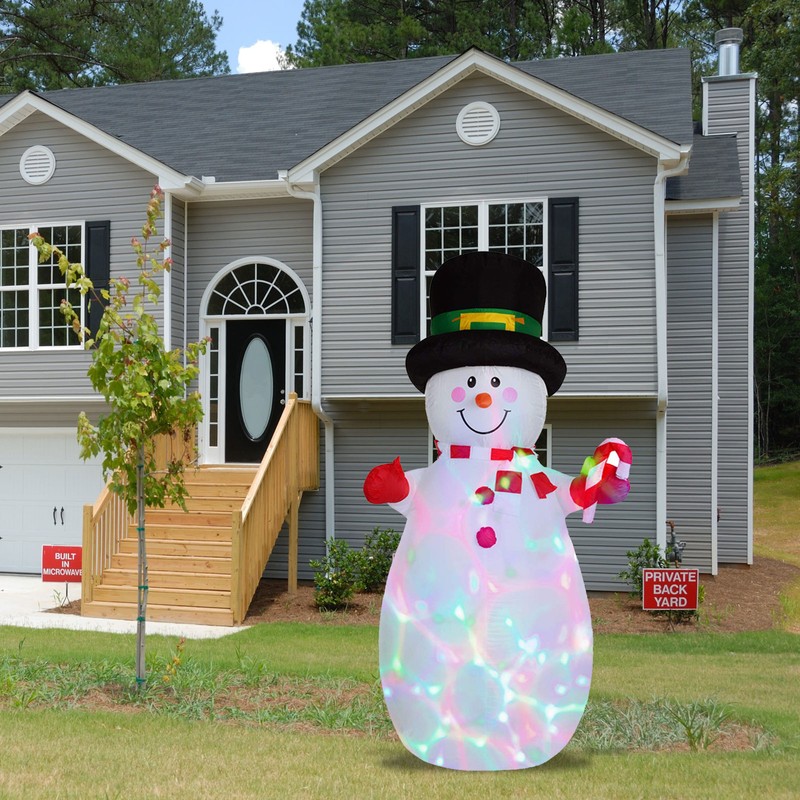 1.8m Christmas Yard Decoration Rotating Colorful Lights Inflatable Snowman Model