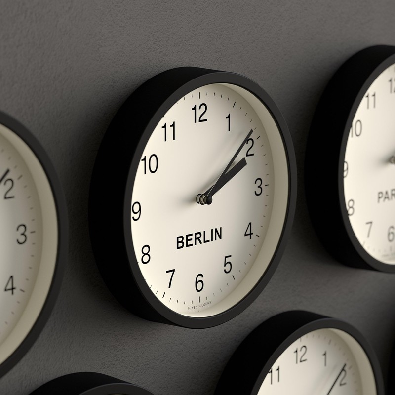Jones Clocks® Berlin Time zone wall clock | Small modern