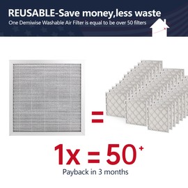 Demiwise 18x18x1 Air Filter, Washable & Reusable Aluminum AC/HVAC Furnace Electrostatic Filter, Permanent Air Filter for Home, Lasts a Lifetime, Easy to Install, Healthier Home/Office Environment
