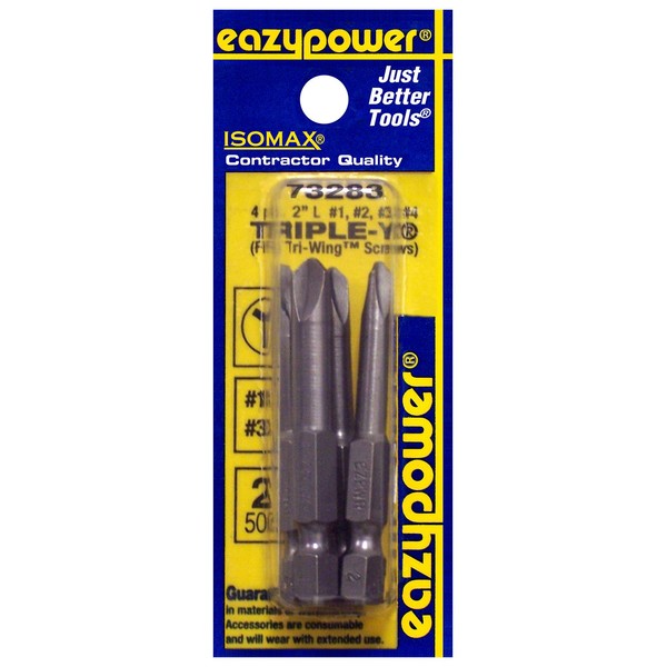 Eazypower 73283#1, 2, 3, 4 1/4" Hex Drive, 2" Long