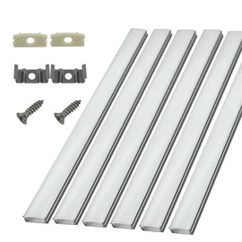 HAMRVL 6-Pack 30cm/1ft 17.2x7mm Led Aluminum Channel System U Shape with Cover, Led Strip Light Diffuser with White End Caps and Mounting Clips Accessories for Under Counter Light Fixture for Indoor