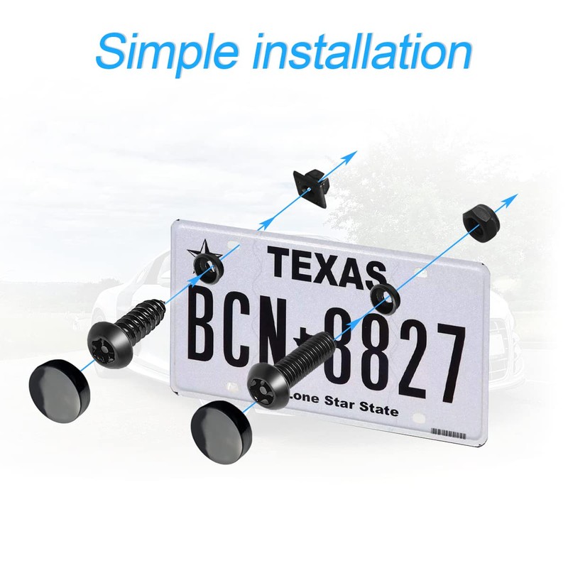 YALOK Anti Theft License Plate Screws Kits- Rustproof Stainless Steel
