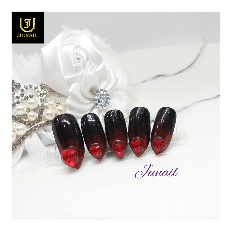 ❤️ V-cut red heart handmade nail tip ❤️ - Long