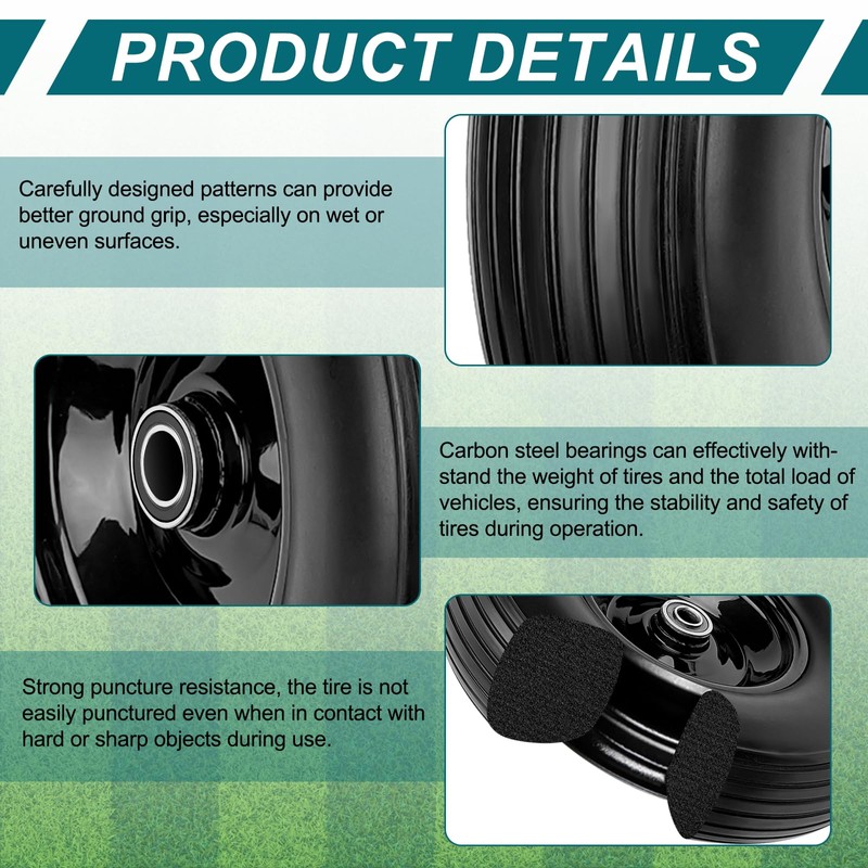 4.00-6 Flat-Free Solid Tire and Wheel 13" Wheelbarrow Tire by
