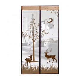 [Living Peace] Deer Pattern Magnetic Door Mosquito Net (100x210cm) (Brown)