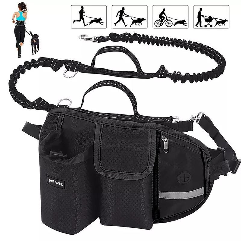 Hands Free Dog Running Lead with Wide Back Support Belt,