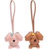 Dog-Shaped Bag Charms Keychains - Set of 2, PU Leather,