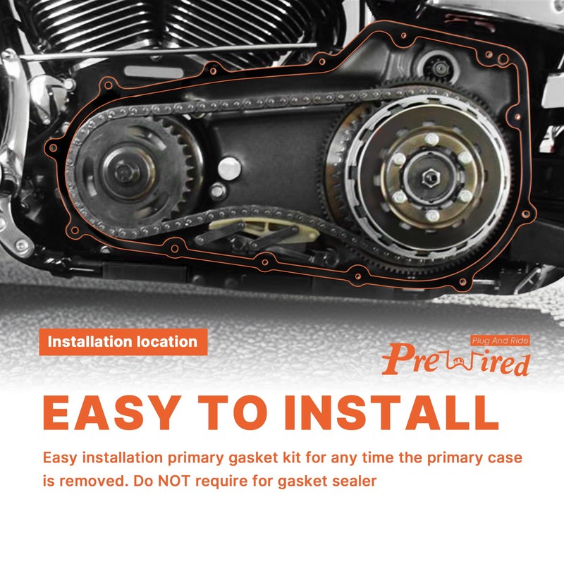 Prewired 2006-2017 Softail & Dyna Primary Gasket Kit Clutch Cover