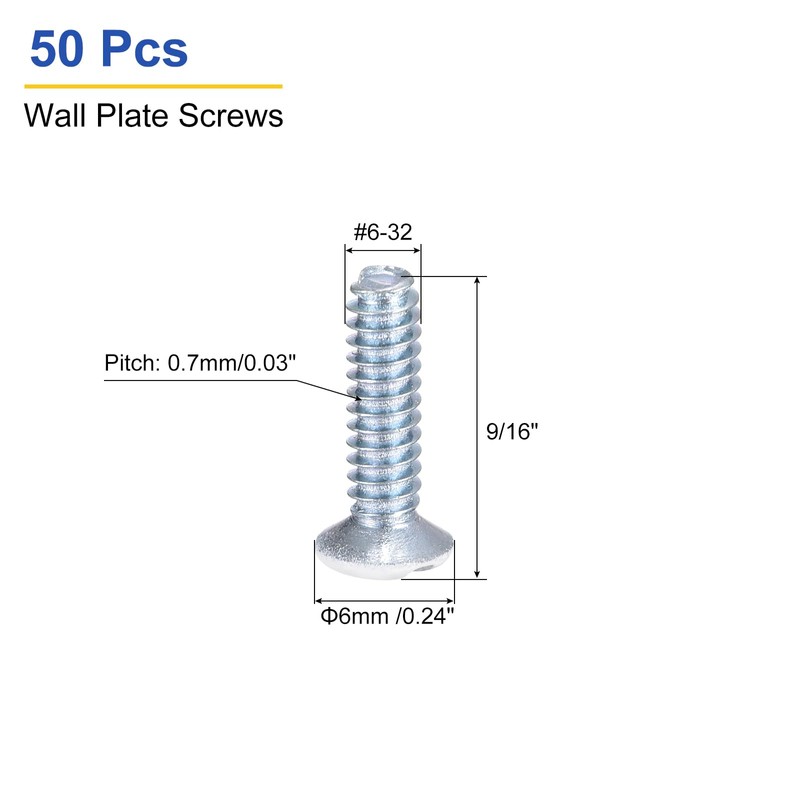 uxcell 50Pcs Wall Plate Screws, 9/16" Long 6-32 Thread Outlet