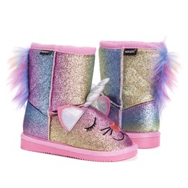 MUK LUKS Girl's Averly Unikitten Boots Fashion, Multi Pastel, 9 M US Big Kid