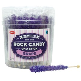Extra Large Rock Candy Sticks: 36 Purple Crystal Rock Candy Sticks - Grape - Individually Wrapped for Party Favors, Candy Buffet, Showers, Receptions, Bridal and Baby Showers
