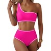 MOOSLOVER Women Whip Stitch Bikini Sets One Shoulder High Waisted