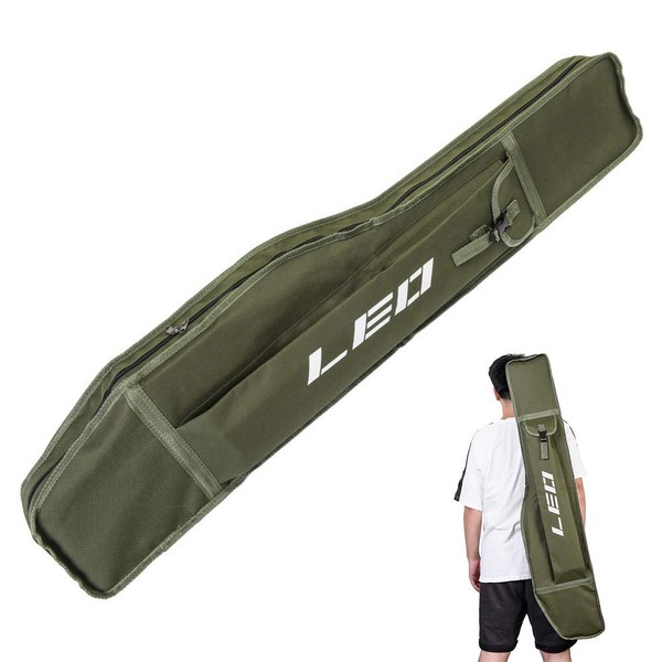 Lixada 1.2 m Fishing Bag, Folding Fishing Rod Spool Fishing Bag Tackle Case Travel Storage Bag Shoulder Bag, Army Green - 120 cm, Modern