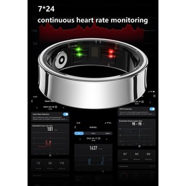 Smart Ring for Men Ladies Fitness Ring with Heart Rate Monitor Blood Oxygen Monitor Sleep Tracker Pedometer Calories Step Counter Waterproof Activity Tracker Compatible with iOS Android Phones