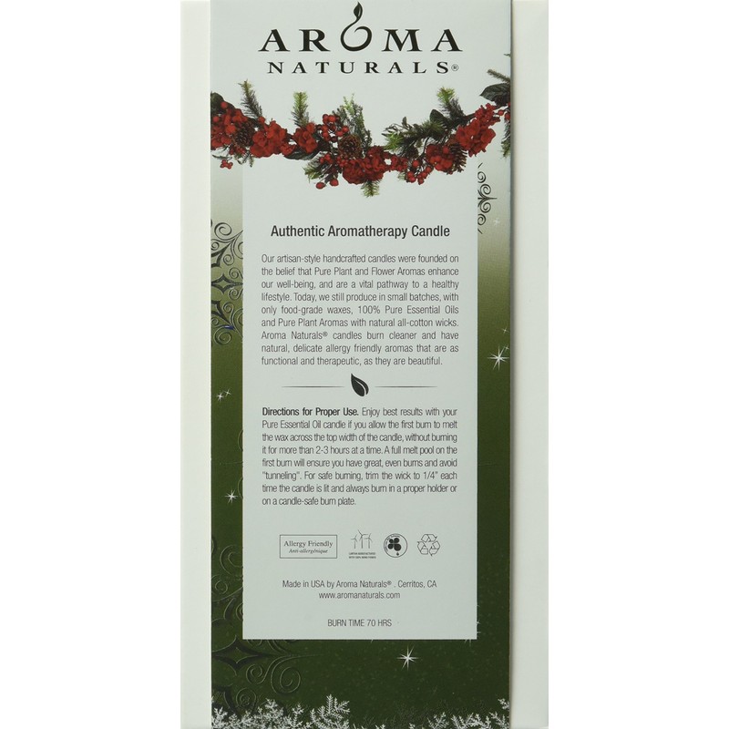 Aroma Naturals Holiday Essential Oil Pillar Candle, Juniper, Spruce and
