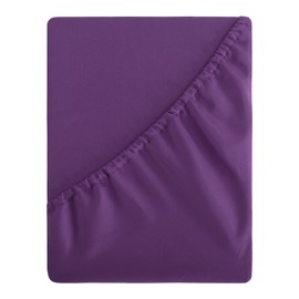 Aisbo Double Fitted Sheet Purple - Extra Deep Pocket Bed Sheet 16 inch 40 cm - Microfiber Bottom Sheet, 135x190cm