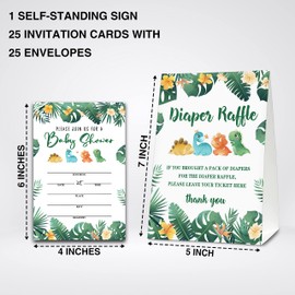 Woodland Baby Shower Set, 25 Invitation Cards With Envelopes (4" x 6") - 1 Diaper Raffle Self-Standing Sign With 25 Game Cards & 25 Book Request Cards - a05-2