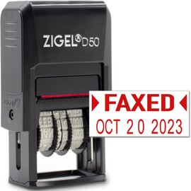 ZIGEL D50 Date Stamp with FAXED - Self Inking Date Stamp - Red