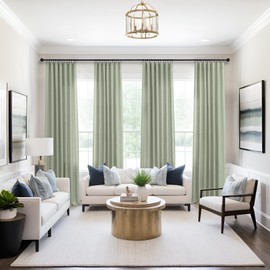 Cortinas de color verde salvia de 63 pulgadas de longitud para recámara de niños, 2 paneles de bolsillo para barra, filtrado de luz, algodón semitransparente, con textura, suave cortina verde pálido