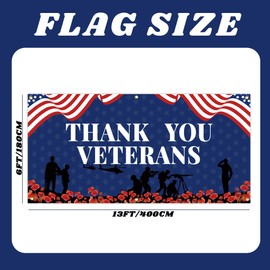 Thank You Veterans Garage Door Decorations 6 x 13 Ft Veterans Day Patriotic Flag Decorations Large Thank You Veterans Banner Backdrop Decoration Sign for Indoor Outdoor Wall Door-1