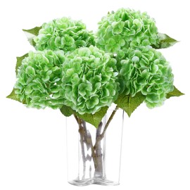Coferset 5pcs Hydrangea Artificial Flowers Real Touch 20 inch Real Touch Hydrangea for Home Wedding Office Party Living Room Decoration (Light Green)