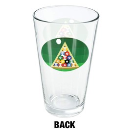 LOGOVISION Billiard Balls And Triangle Pool Table 16 oz Pint Glass, Tempered Glass, Printed Design & A Perfect Fan Gift | Great for Cold Beverages, Soda, Water