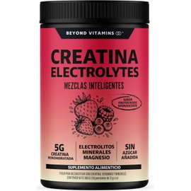 BEYOND VITAMINS Creatina Monohidratada con Electrolitos y Ciclodextrina para Mejor Absorción e Hidratación Bebida Efervescente con Vitaminas y Minerales Sin Azúcar 30 Porciones (Frutos Rojos)