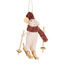 Sass & Belle Skiing Mouse Felt Hanging Decoration