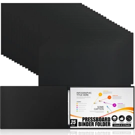 Resurhang 25 Pcs Pressboard Report Cover, 3" Capacity Presentation Binder Folder with Metal Prong Paper Fastener to Neatly Bind Reports Proposals Transcripts, Other Documents (11x17 Inch,Black)