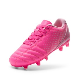 DREAM PAIRS Boys Girls Outdoor Sport Football Shoes Soccer Cleats for Little/Big Kid,Size 4 Big Kid,Hot Pink,SUPERFLIGHT-1K