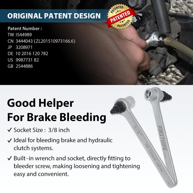 FIRSTINFO F35386A 3/8 Inch Mini Brake Bleeder Wench with Check