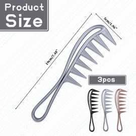 3 Pcs Wide Tooth Comb Curly Hair Comb Large Tooth Combs Shark Teeth Hair Combs Hair Styling Accessories Curl Comb for Brushing Out Curls Wig Comb Texture Comb for Men Women
