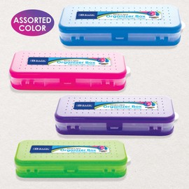 BAZIC Plastic Pencil Case 8" Double Deck Utility Storage Box, Bright Color, Multi Purpose Organizer, 24-Pack