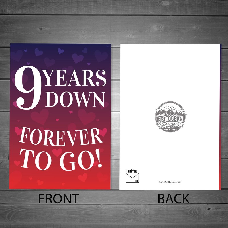 9 Years Down Forever To Go 9th Anniversary Card For