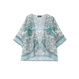 ZANZEA Women's Thin Summer Cardigan Leopard Print Loose Bikini Cover Up Long Sleeve Cardigan Kimono Cardigan, Flower Green, M