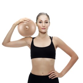 Slim Panda Gymnastics Ball, Small, 23 cm Pilates Ball with Inflatable Straw, Soft Yoga Ball, Exercise, Inflatable Ball for Seniors Therapy, Home, Fitness, Balance Training, Rose Gold