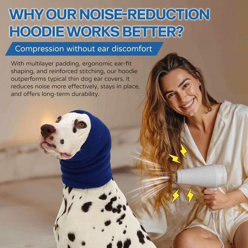 AOOLMOL Dog & Cat Calming Hoodie – Soft Double-Layer Ear